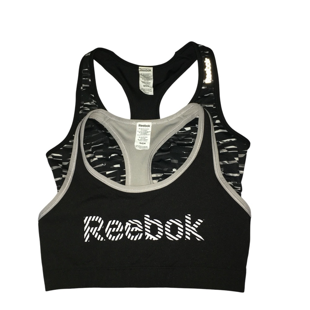 (2) REEBOK Racerback Black Gray Sports Bras - Women’s Small - Picture 3 of 12